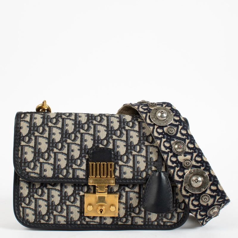 Christian Dior Blue Oblique Dioraddict Medium Flap Bag