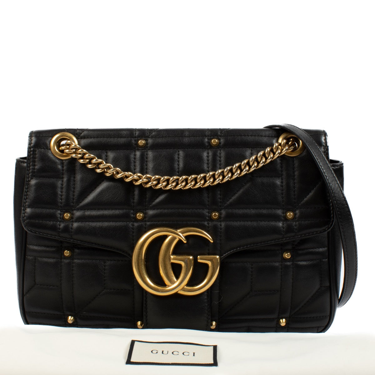 shop 100% authentic second hand Gucci Black Studded GG Marmont Medium Bag on Labellov.com