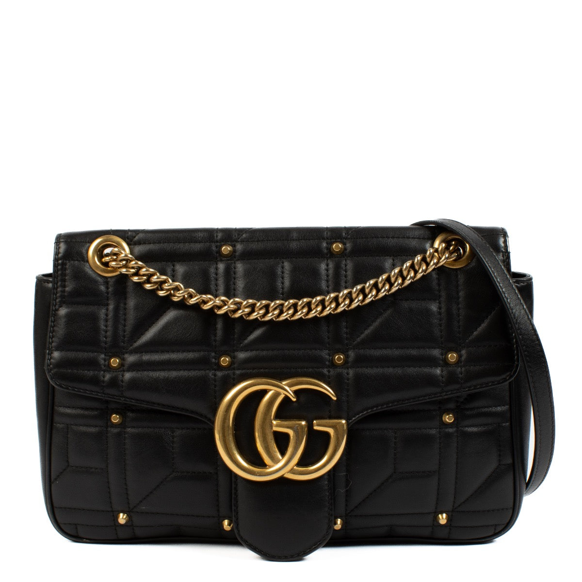 shop 100% authentic second hand Gucci Black Studded GG Marmont Medium Bag on Labellov.com