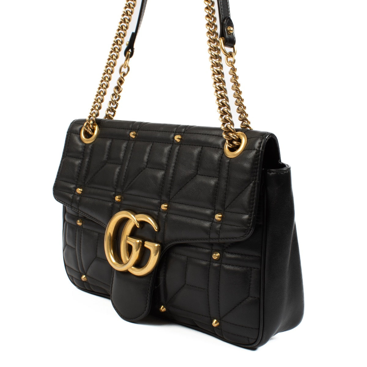 shop 100% authentic second hand Gucci Black Studded GG Marmont Medium Bag on Labellov.com