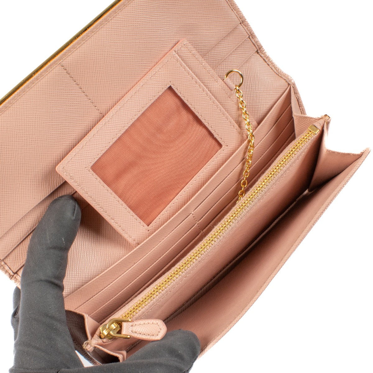 shop 100% authentic second hand Prada Pink Metal Frame Wallet on Labellov.com
