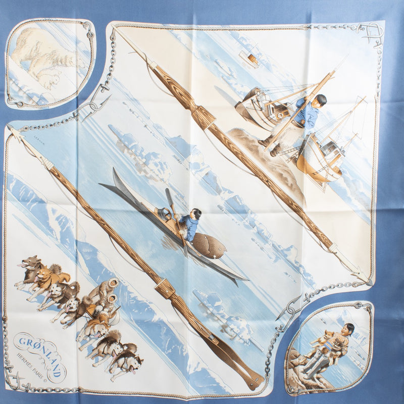 shop 100% authentic second hand Hermès Blue Gronland Carré 90 Scarf on Labellov.com