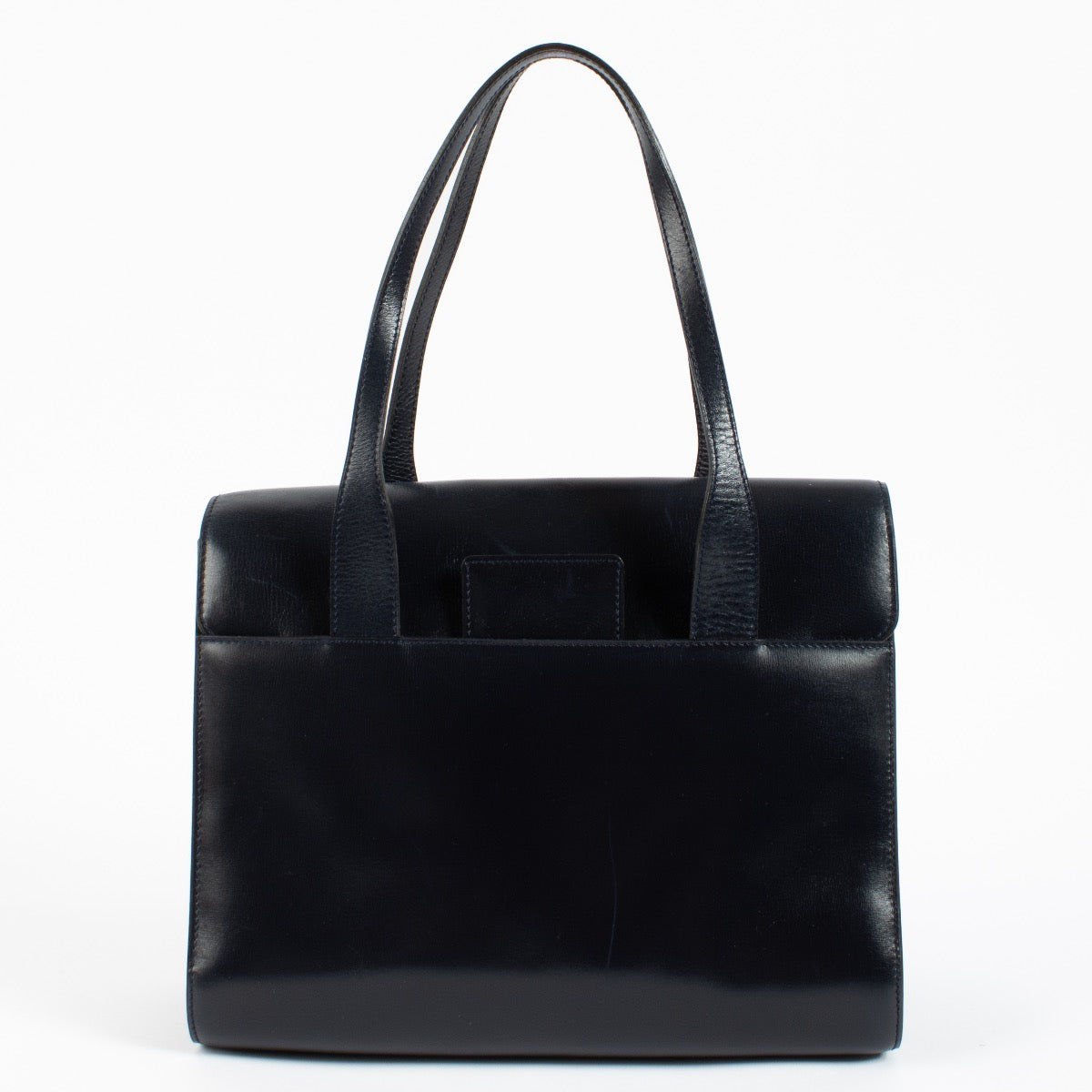 Shop safe online at Labellov in Antwerp and Knokke this 100% authentic second hand Delvaux Blue Vintage Box Calf Bag