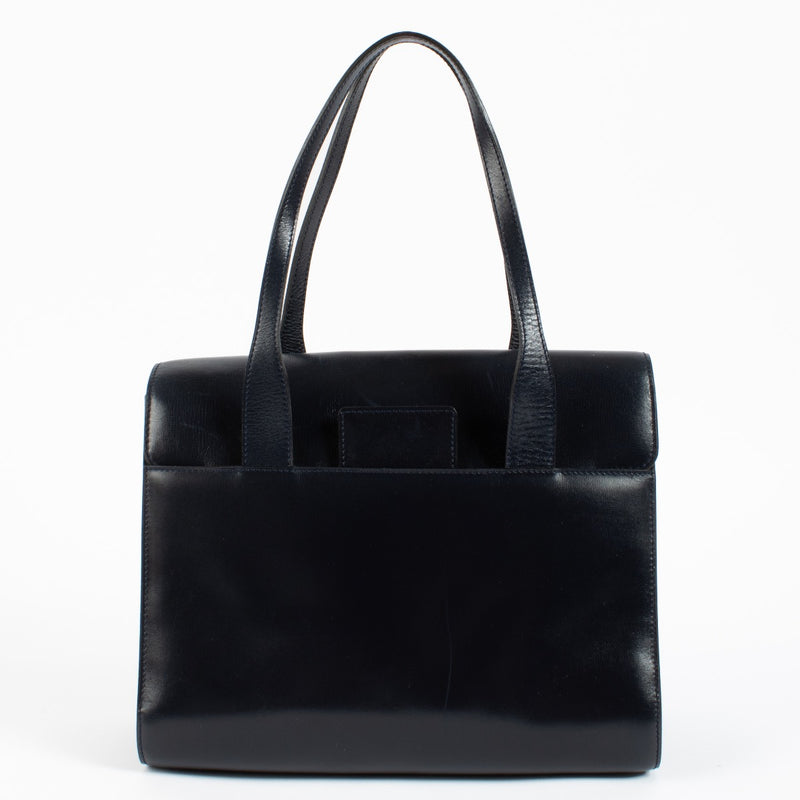 Shop safe online at Labellov in Antwerp and Knokke this 100% authentic second hand Delvaux Blue Vintage Box Calf Bag