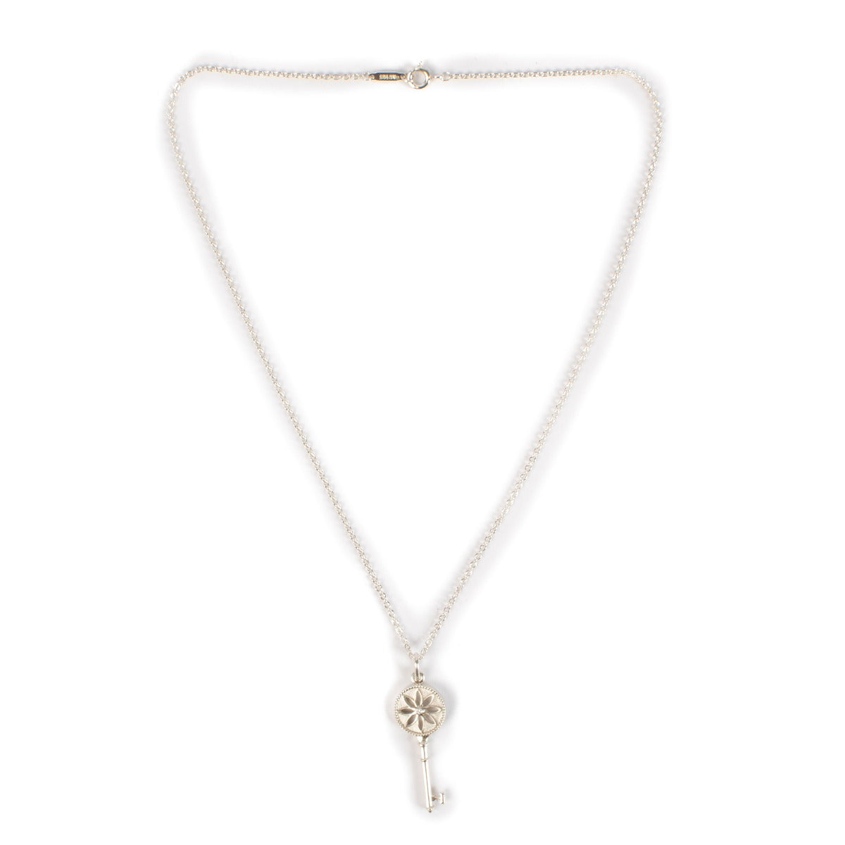 Tiffany & Co. Silver Daisy Key Diamond Necklace