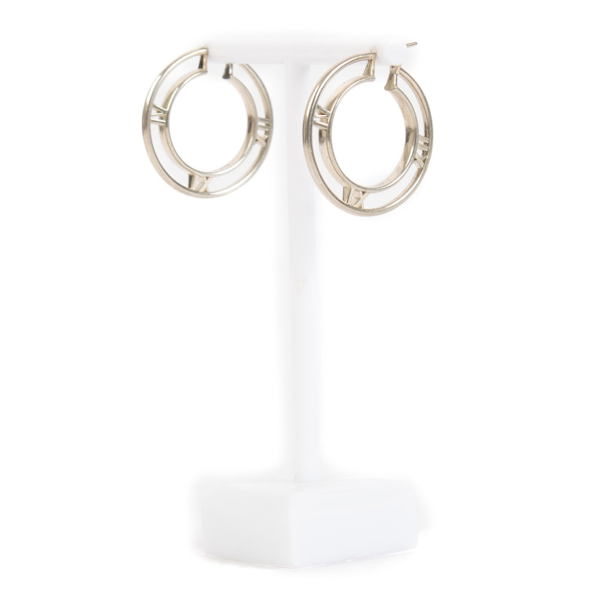 shop 100% authentic second hand Tiffany & Co. Silver Atlas Roman Numeral Earrings on Labellov.com