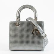 Christion Dior Silver Micro Cannage Medium Bag