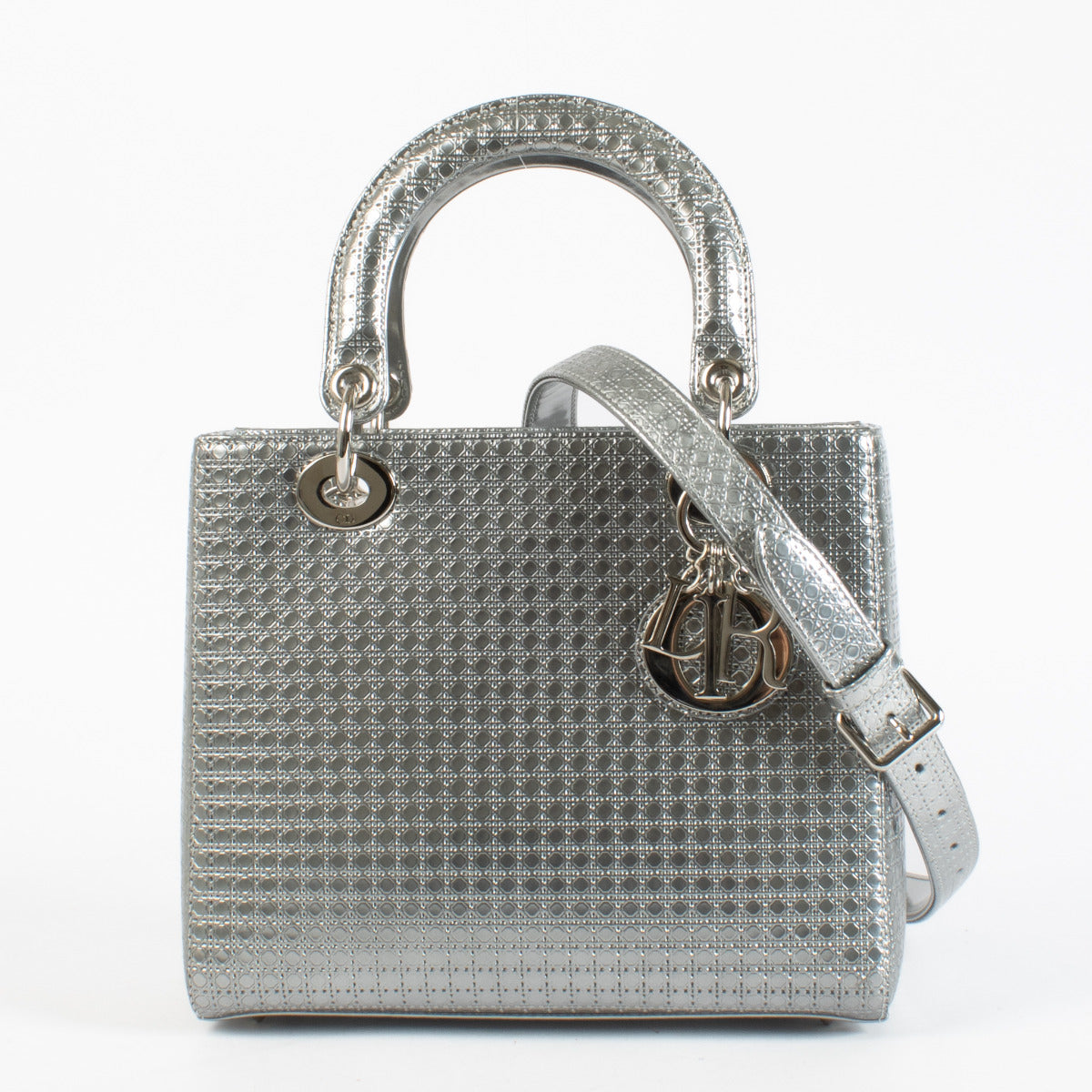 Christion Dior Silver Micro Cannage Medium Bag
