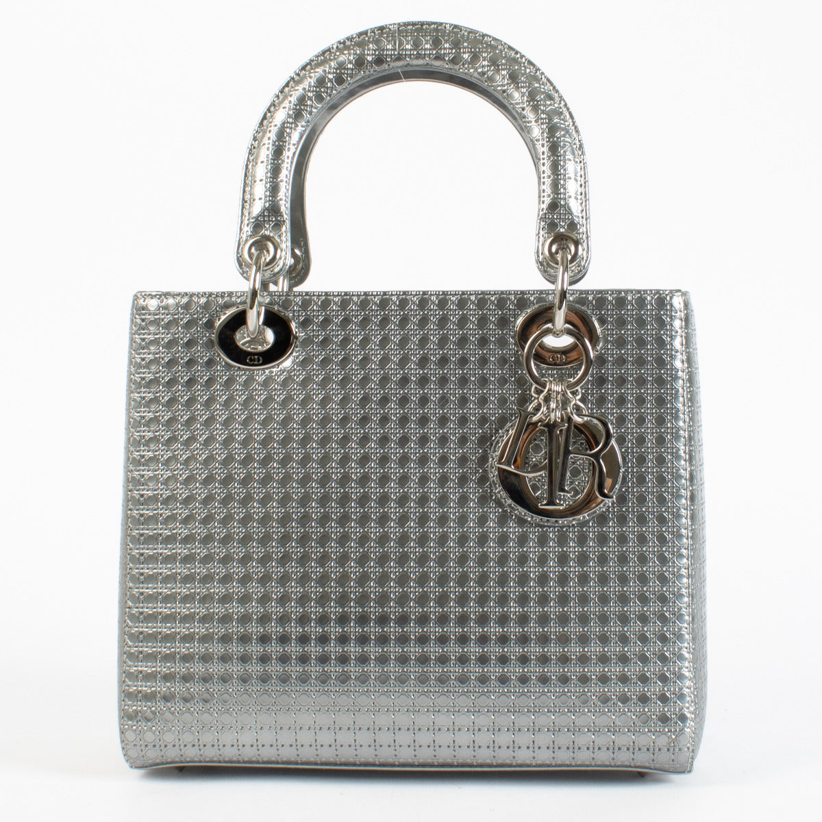 Christion Dior Silver Micro Cannage Medium Bag