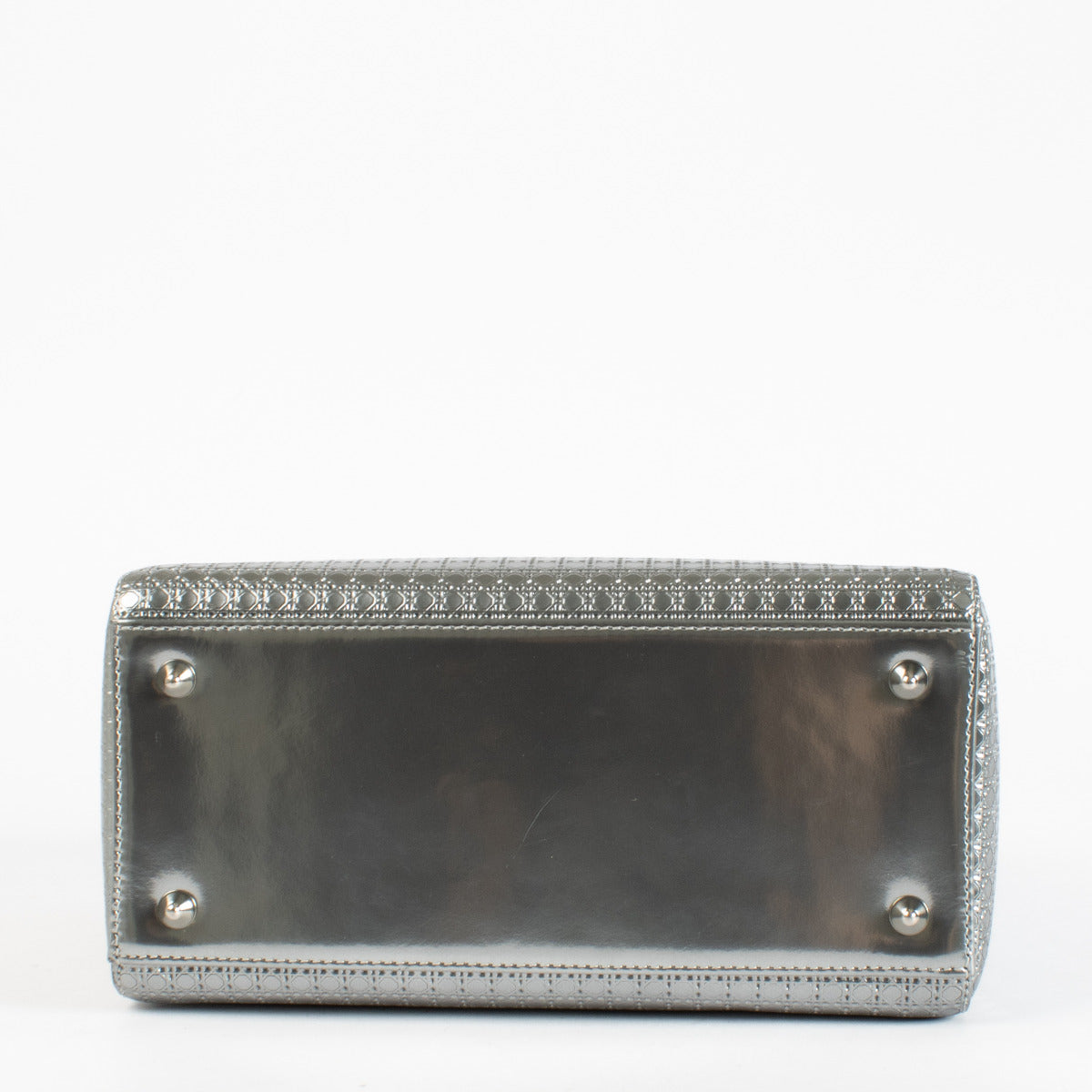 Christian Dior Silver Micro Cannage Medium Lady Dior Bag