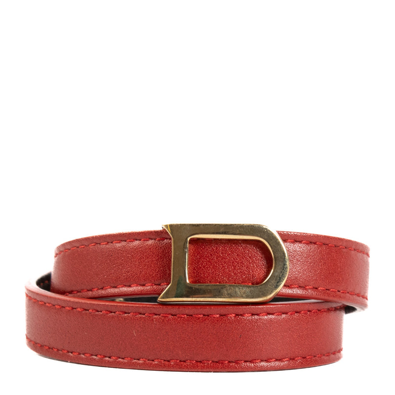 Delvaux Red Leather Double Bracelet for the best price online at Labellov