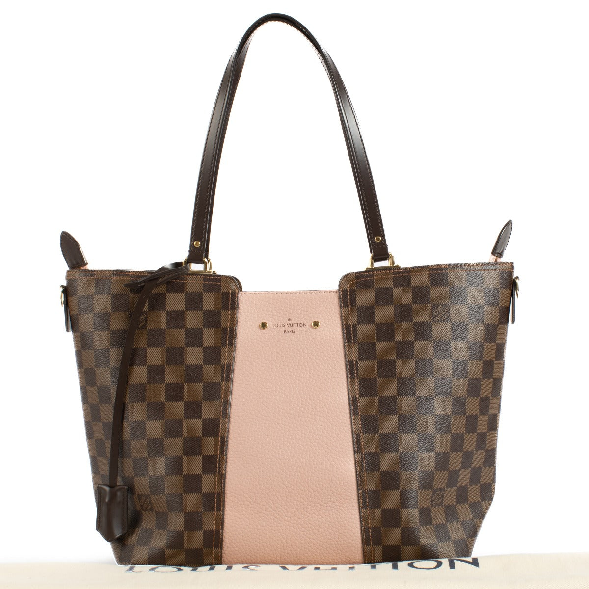 Shop safe online at Labellov in Antwerp, Brussels and Knokke this 100% authentic second hand Louis Vuitton Damier Ebene/Magnolia Jersey Tote Bag