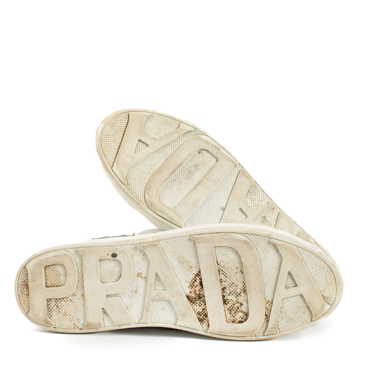 Prada White and Green Patch Sneakers - size 37.5