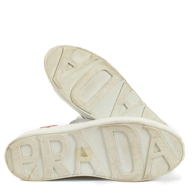 Prada White Heart Patch Sneakers - size 37.5