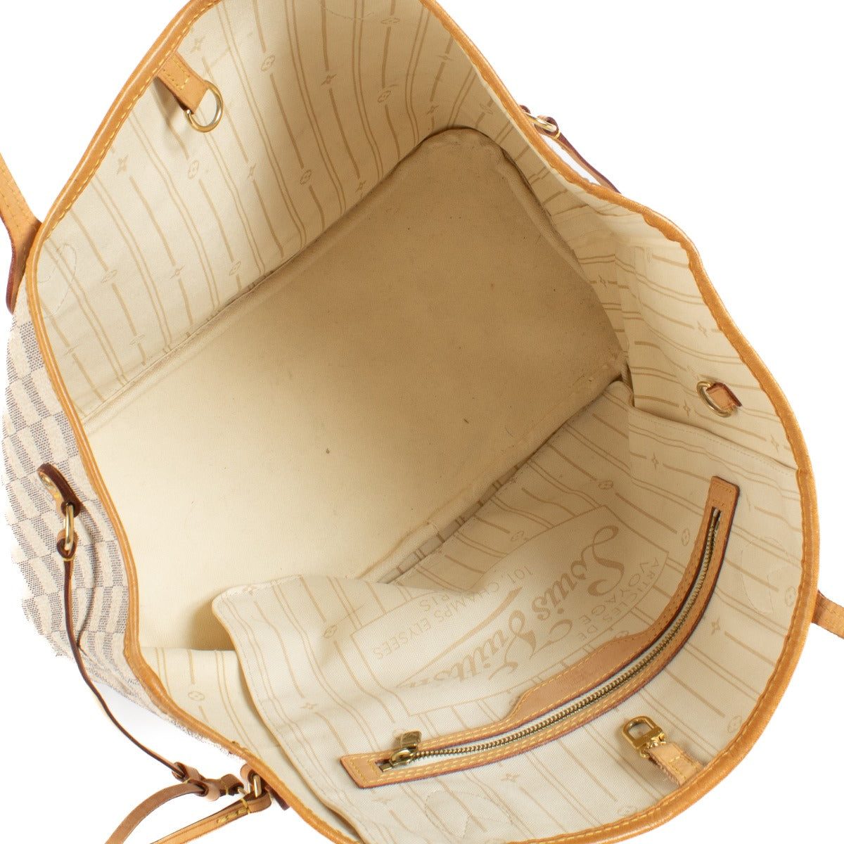 Shop safe online at Labellov in Antwerp, Brussels and Knokke this 100% authentic second hand Louis Vuitton Damier Azur Canvas Neverfull MM