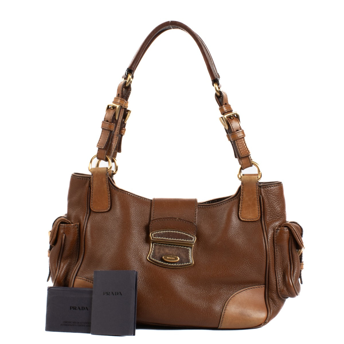 Shop safe online at Labellov in Antwerp, Brussels and Knokke this 100% authentic second hand Prada Brown Shoulder Bag