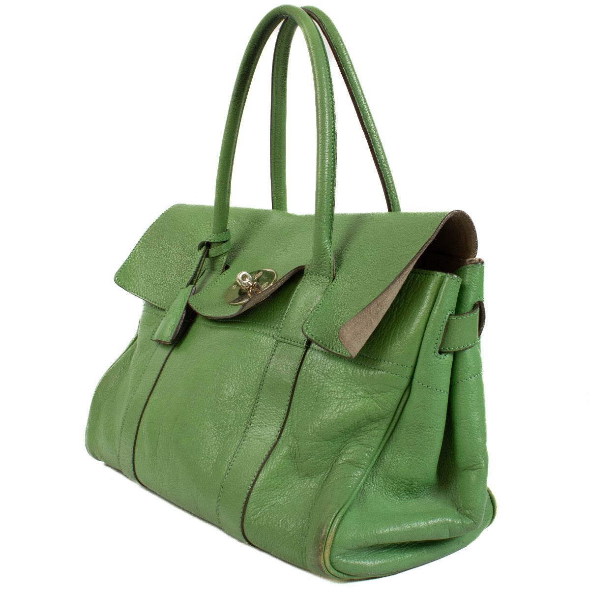 Buy authentic second hand Mulberry Green Goat Leather Classic Heritage Bayswater Top handle Bag at Labellov.com