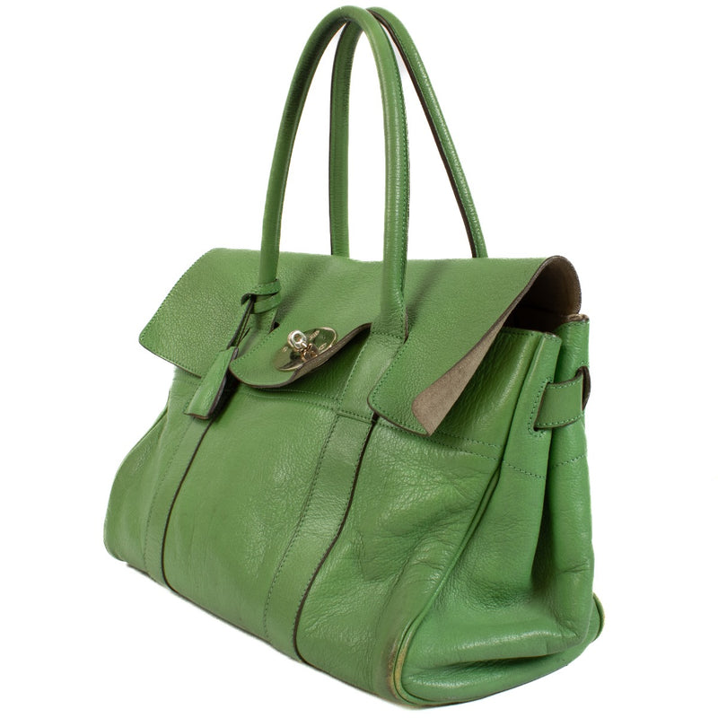 Buy authentic second hand Mulberry Green Goat Leather Classic Heritage Bayswater Top handle Bag at Labellov.com