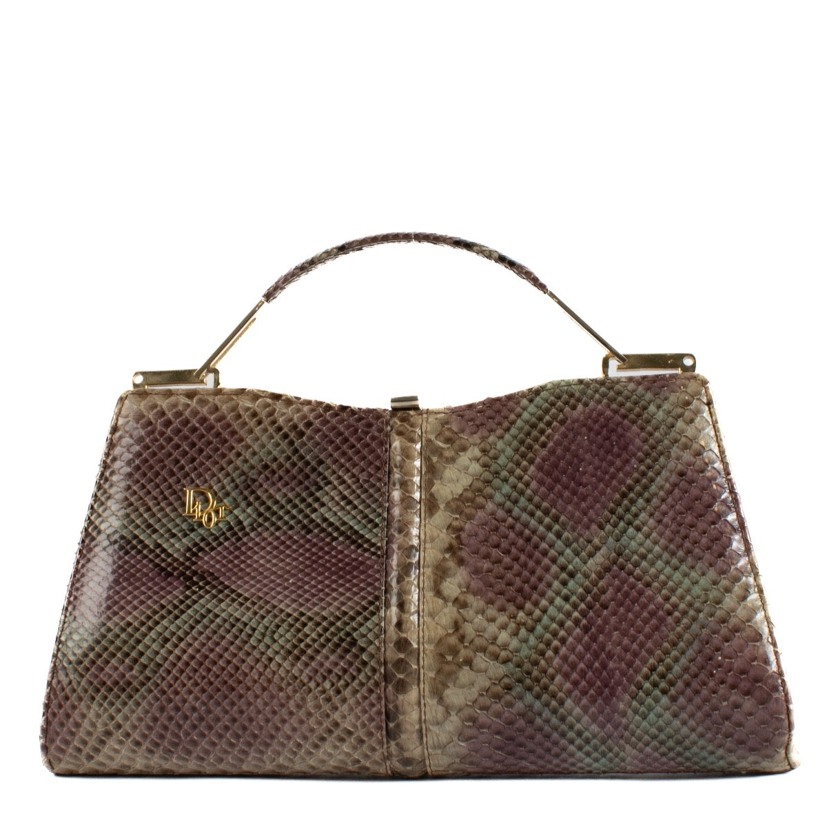 Shop safe online at Labellov in Antwerp, Brussels and knokke this 100% authentic second hand Christian Dior Purple Python Top Handle Bag