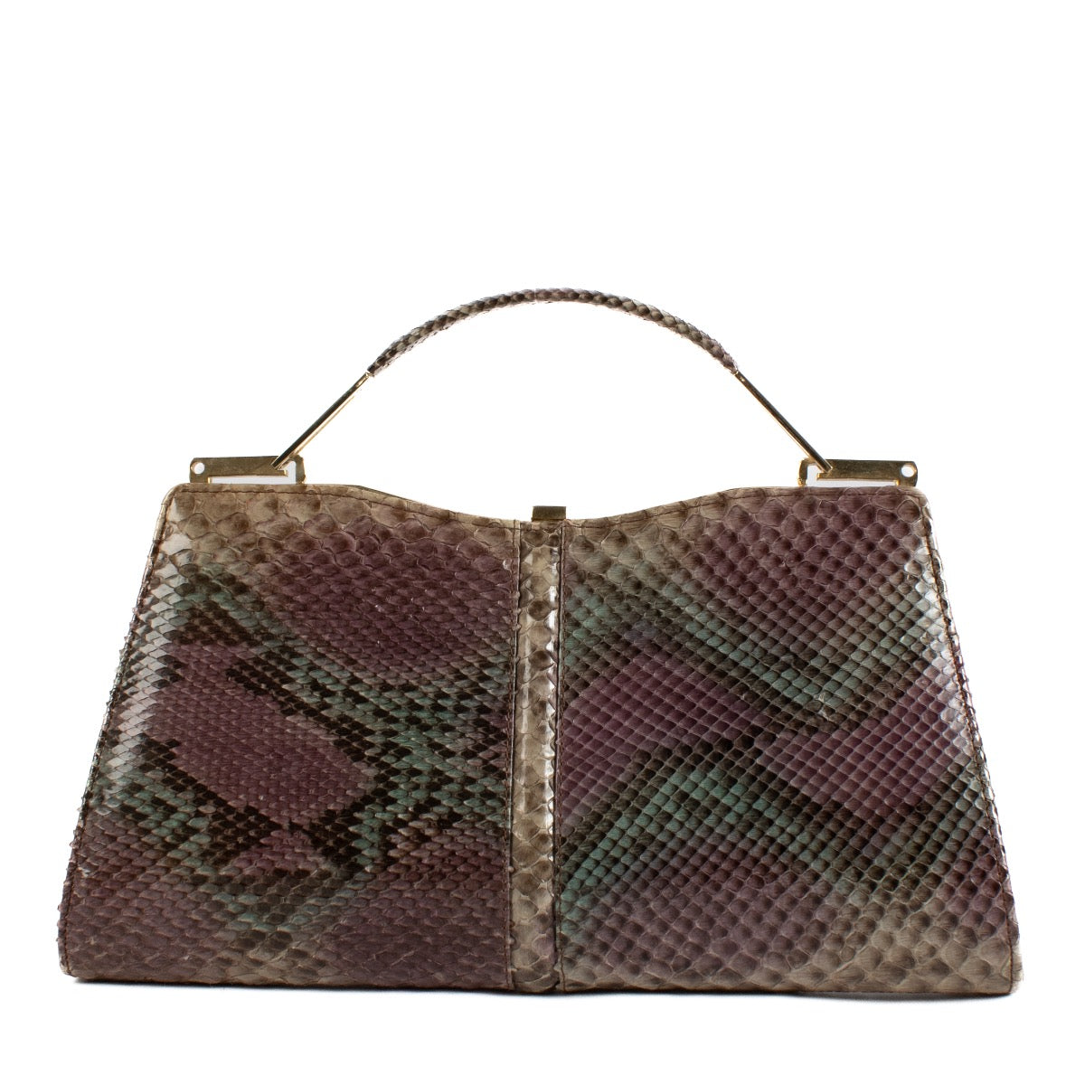 Shop safe online at Labellov in Antwerp, Brussels and knokke this 100% authentic second hand Christian Dior Purple Python Top Handle Bag