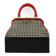 Christian Dior 1990s Houndstooth Leather Box Frame Bag