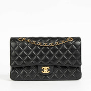 Authentic pre-loved Chanel Black Lambskin Medium Classic 11.12 Handbag on Labellov.com