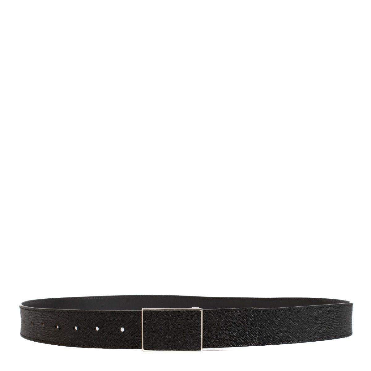 Louis Vuitton Zwarte Taiga Leren Vierkante Riem - Maat 100