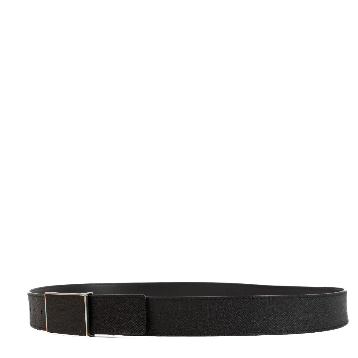 Louis Vuitton Zwarte Taiga Leren Vierkante Riem - Maat 100
