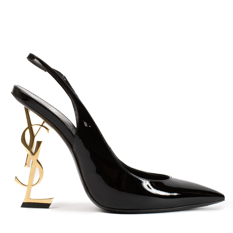 Saint Laurent Black Patent Leather Opyum Slingback Pumps