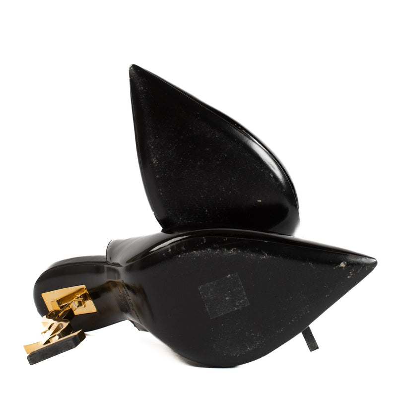Saint Laurent Black Patent Leather Opyum Slingback Pumps - Size 39