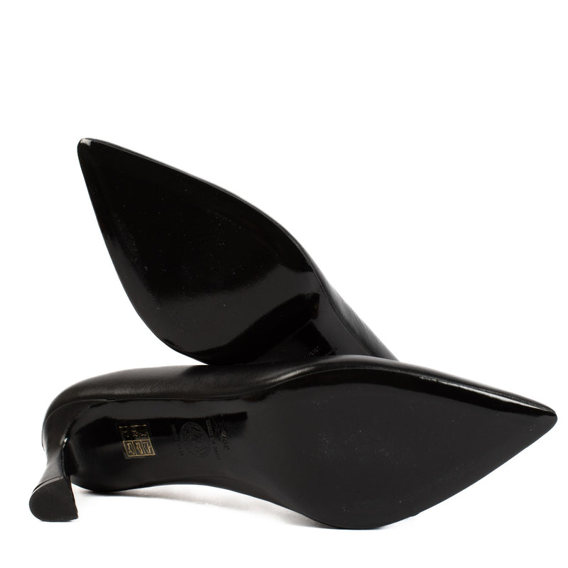 Versace Black Leather La Medusa Pumps - Size 39.5