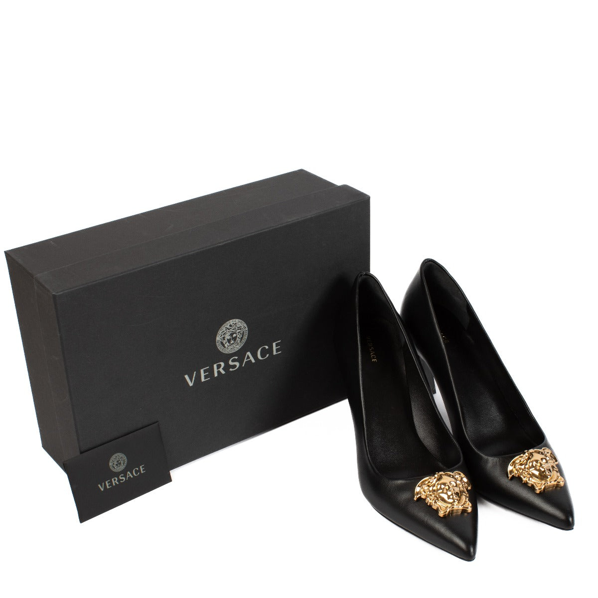 Versace Black Leather La Medusa Pumps