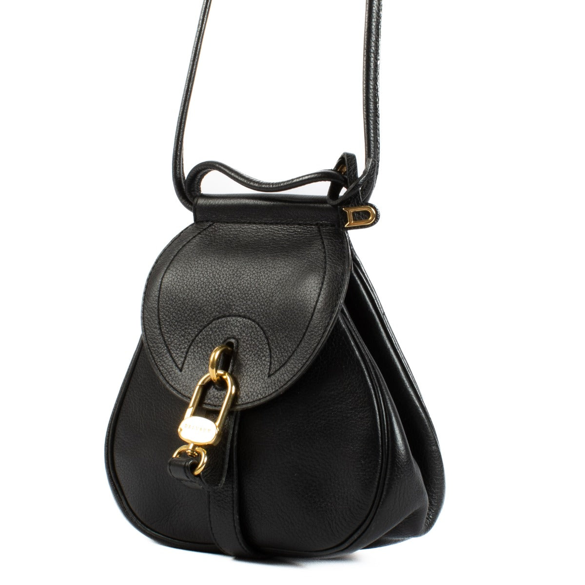 Shop safe online at Labellov in Antwerp, Brussels and Knokke this 100% authentic second hand Delvaux Black Cerceau Mini Crossbody Bag