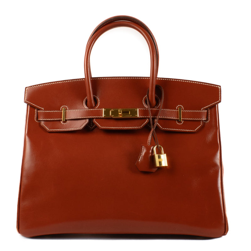 Authentic second hand vintage Hermès Birkin 35 Brique Box on www.labellov.com