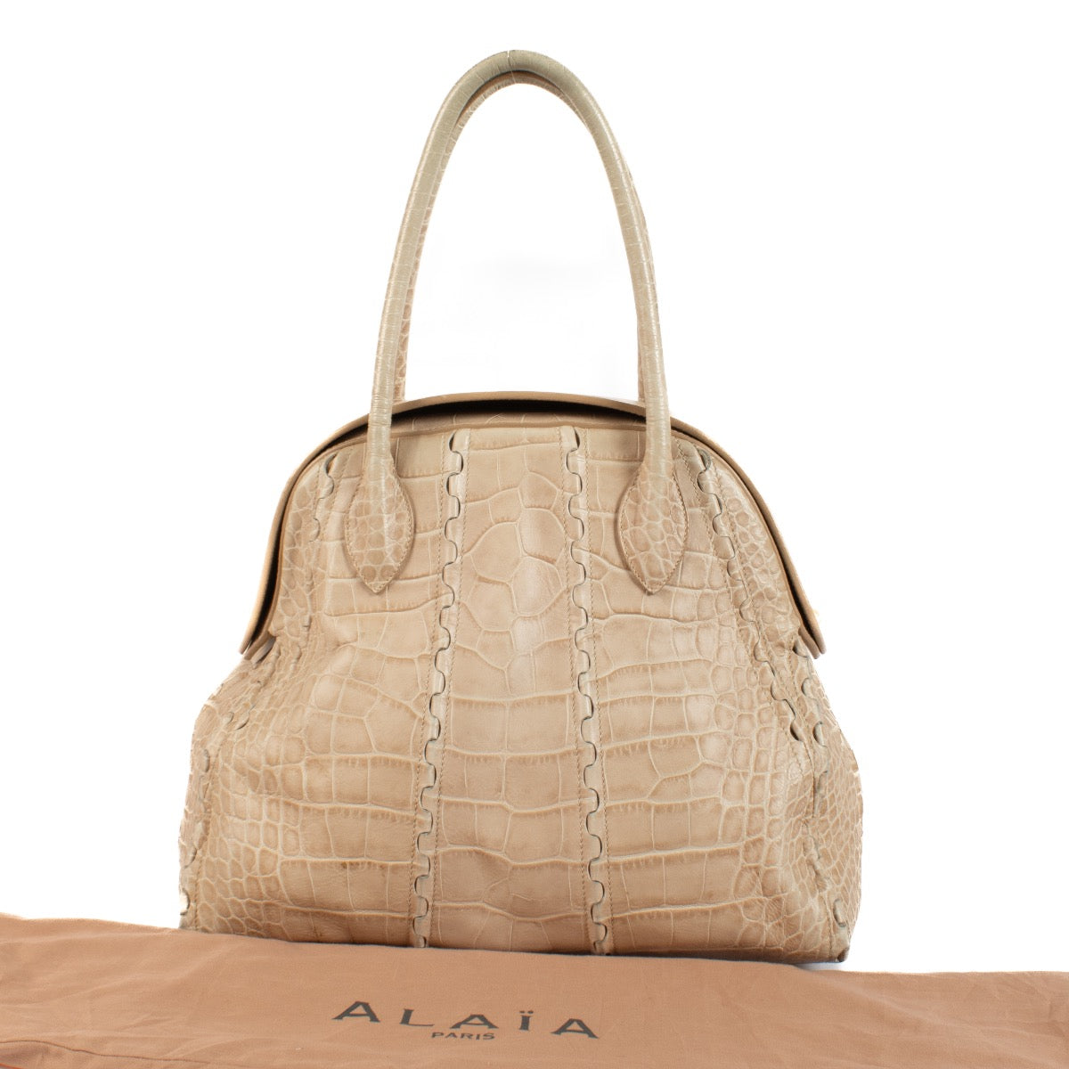shop 100% authentic second hand Alaïa Pink Crocodile Embossed Bag on Labellov.com
