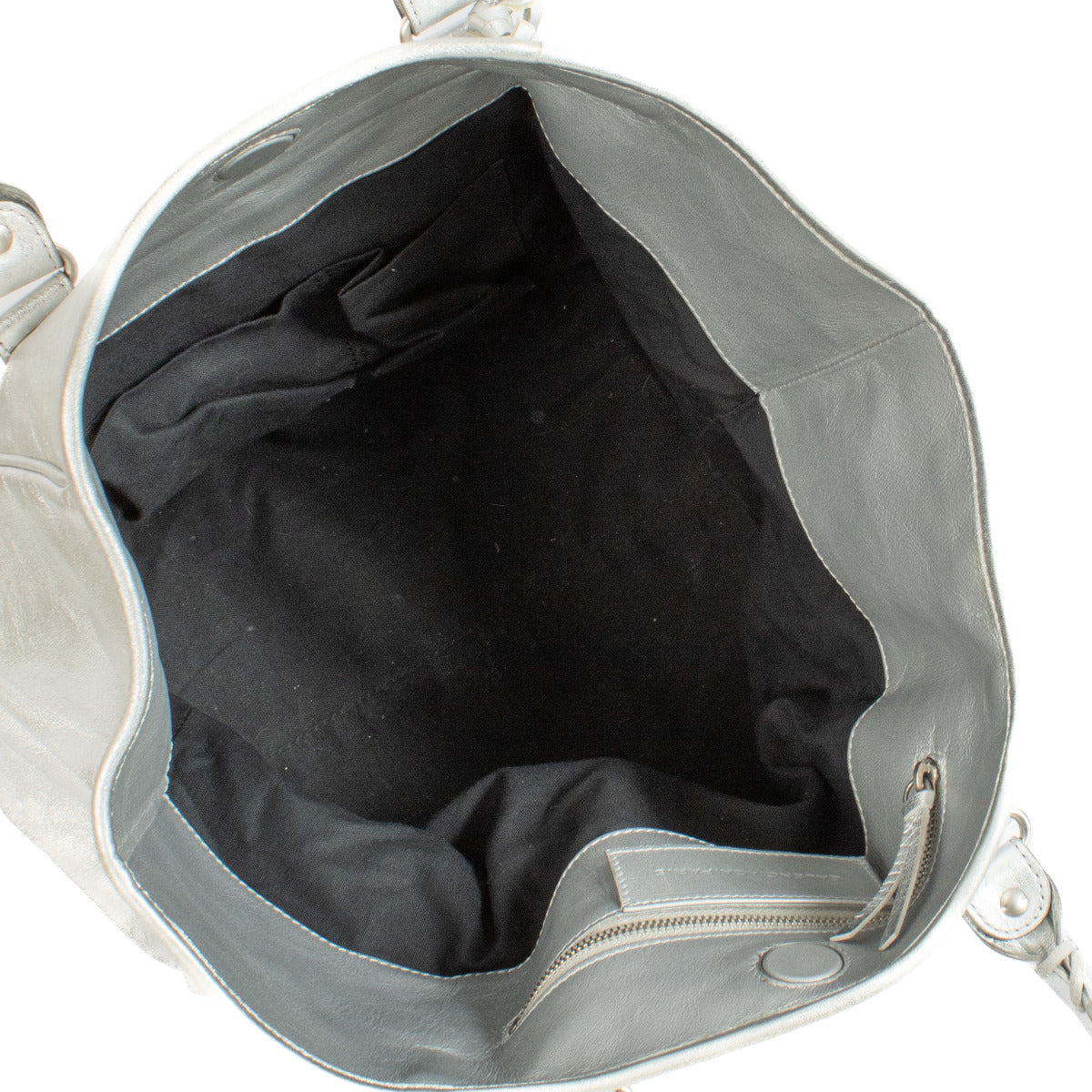 Sac cabas Sunday petit modèle en cuir métallisé argenté Balenciaga