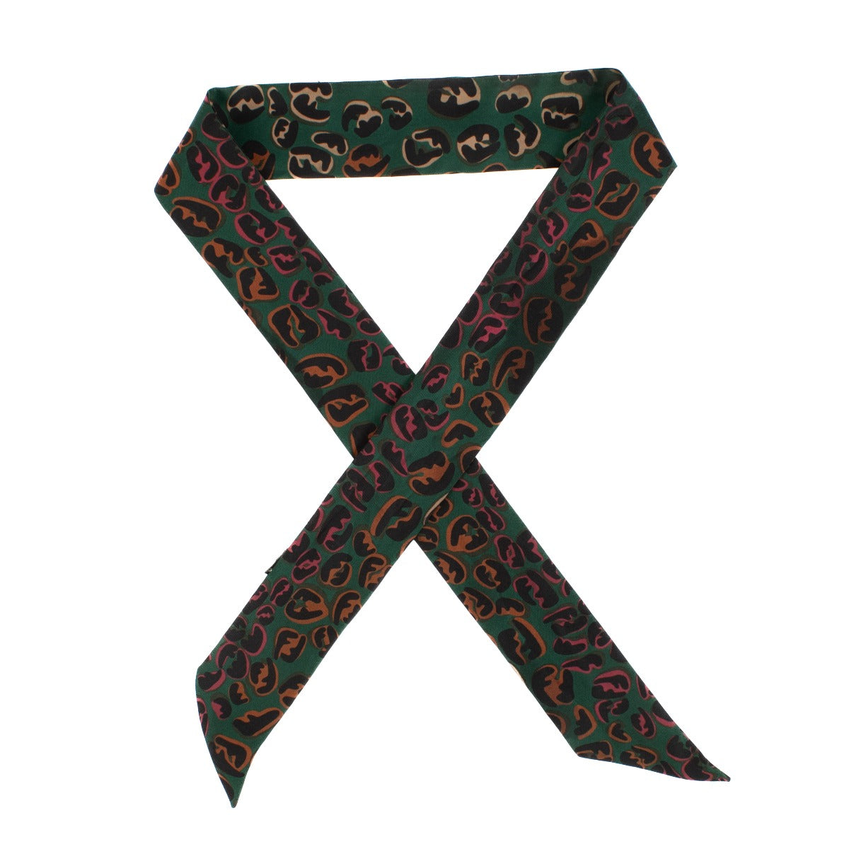 Fendi silk bandeau in green with orange and pink details, perfect for accessorizing a handbag handle, such as a Fendi Peekaboo. Shop now on Labellov.com.
