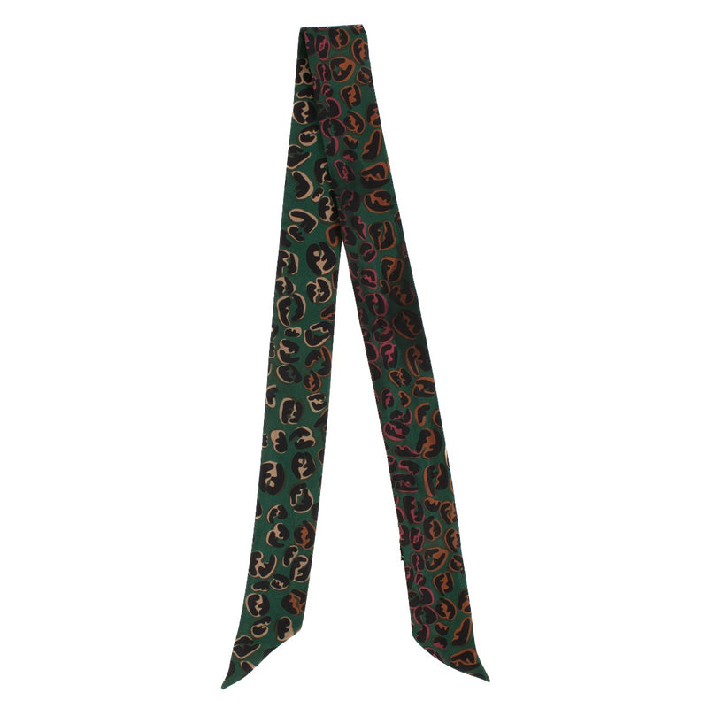 Fendi silk bandeau in green with orange and pink details, perfect for accessorizing a handbag handle, such as a Fendi Peekaboo. Shop now on Labellov.com.