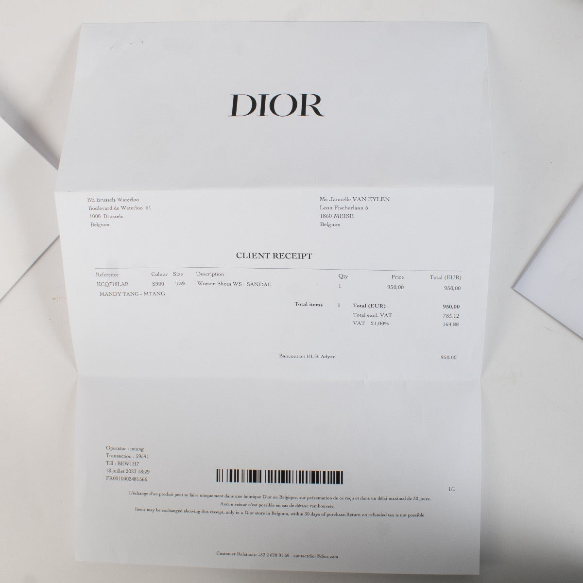 Christian Dior Sandales DIORact noires - Taille 39