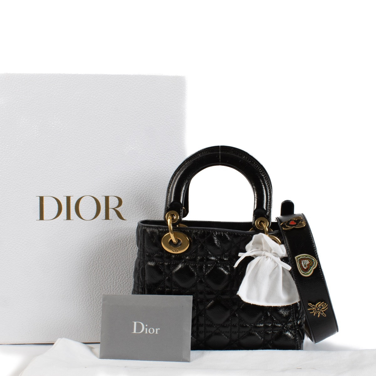 Shop safe online at Labellov in Antwerp, Brussels and Knokke this 100% authentic second hand Christian Dior Black Small Lady Dior Bag
