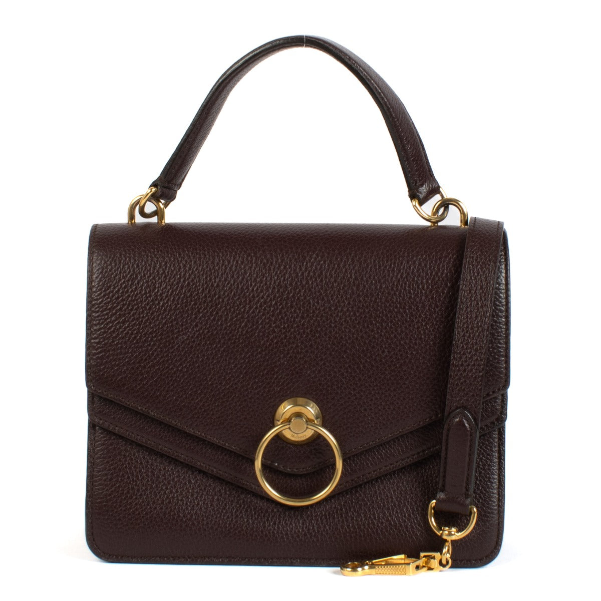Sac Harlow à poignée supérieure en cuir bordeaux Mulberry