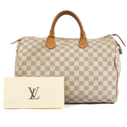 Shop safe online at Labellov in Antwerp, Brussels and Knokke this 100% authentic second hand Louis Vuitton Damier Azur Speedy 35 Top Handle Bag