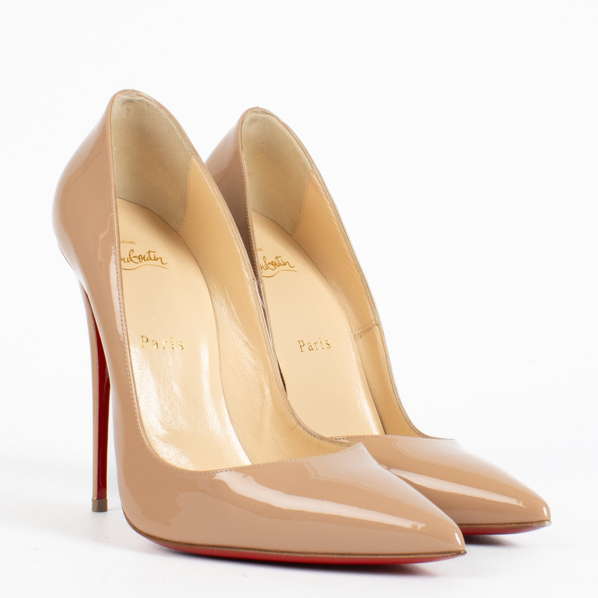 Authentic second-hand Christian Louboutin Nude Patent So Kate 120 Pumps-Size 40 on labellov.com