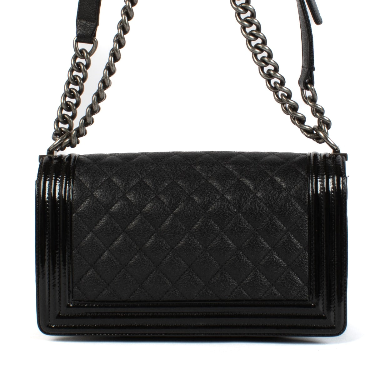 Sac Boy Moyen Chanel en veau noir et cuir verni