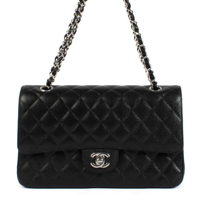 Shop safe online at Labellov in Antwerp, Brussels and Knokke this 100% authentic second hand Chanel Black Caviar Medium Classic Flap Bag