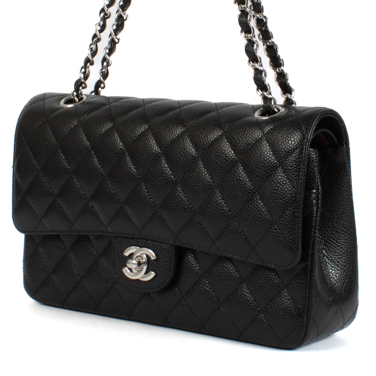 Second hand preloved pre-owned reloved new designer vintage luxury Chanel Black Caviar Medium Classic 11.12 Bag