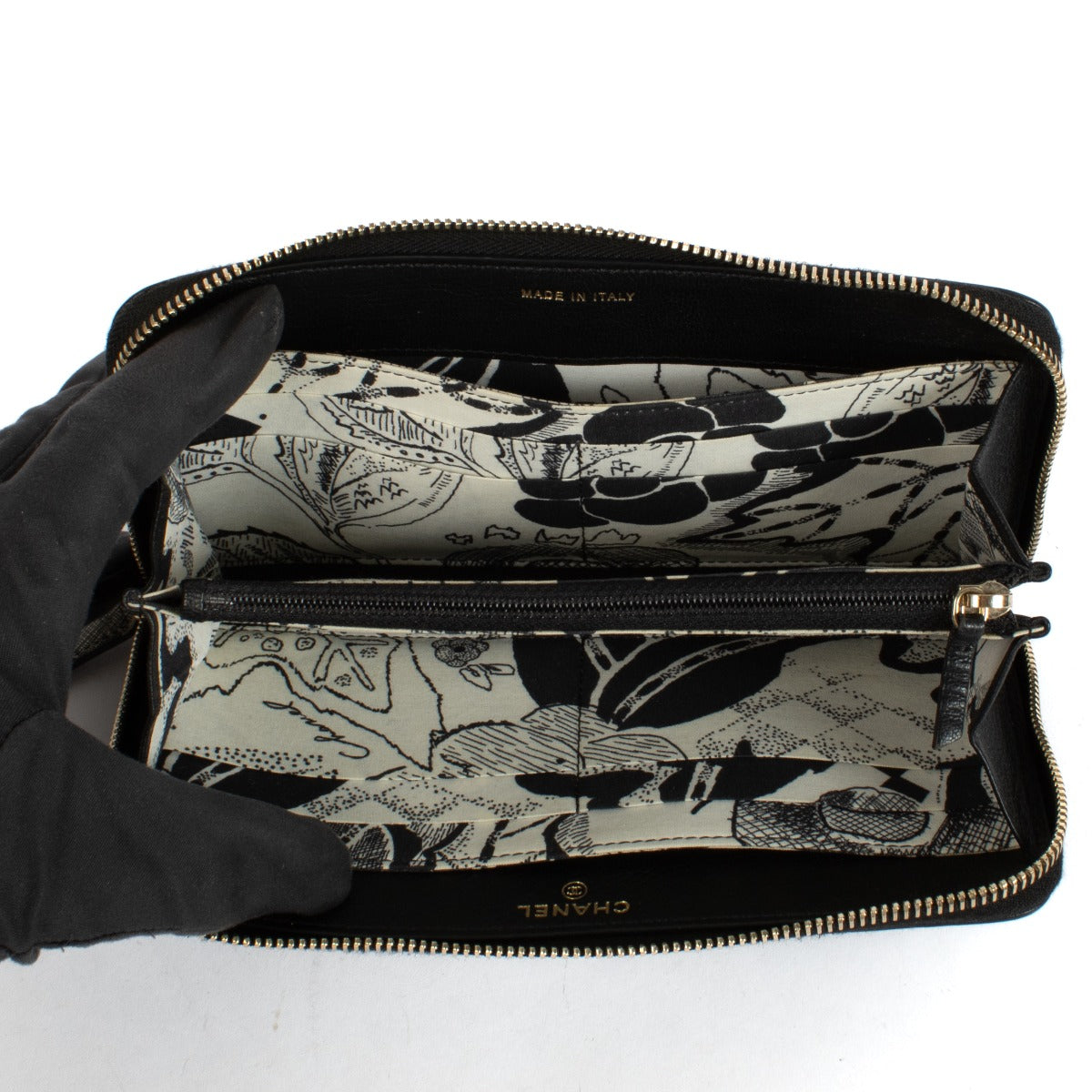 Chanel Black Lucky Flower Classic Long Zipped Wallet