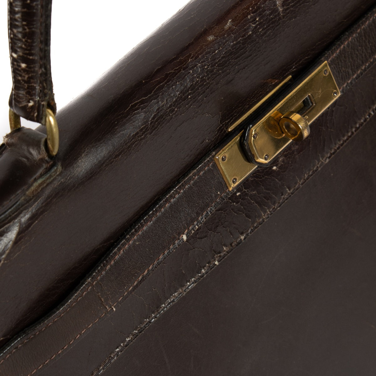 Hermès Vintage Kelly 35 Dark Brown Box GHW