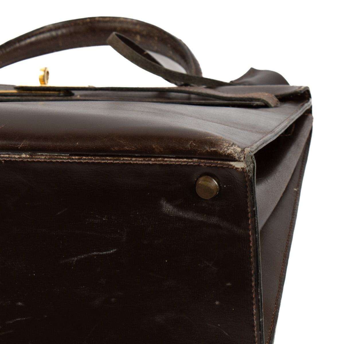 Hermès Vintage Kelly 35 Dark Brown Box GHW