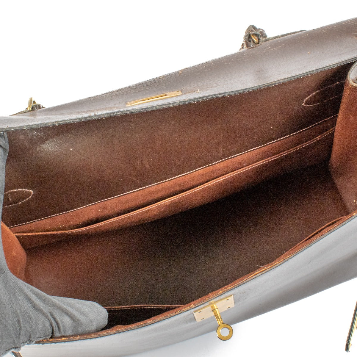 Hermès Vintage Kelly 35 Dark Brown Box GHW